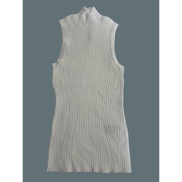 Madewell Tank Sweater White Knit Ribbed  Sleeveless Mock Neck Sleeveless Top XXS - Picture 6 of 13